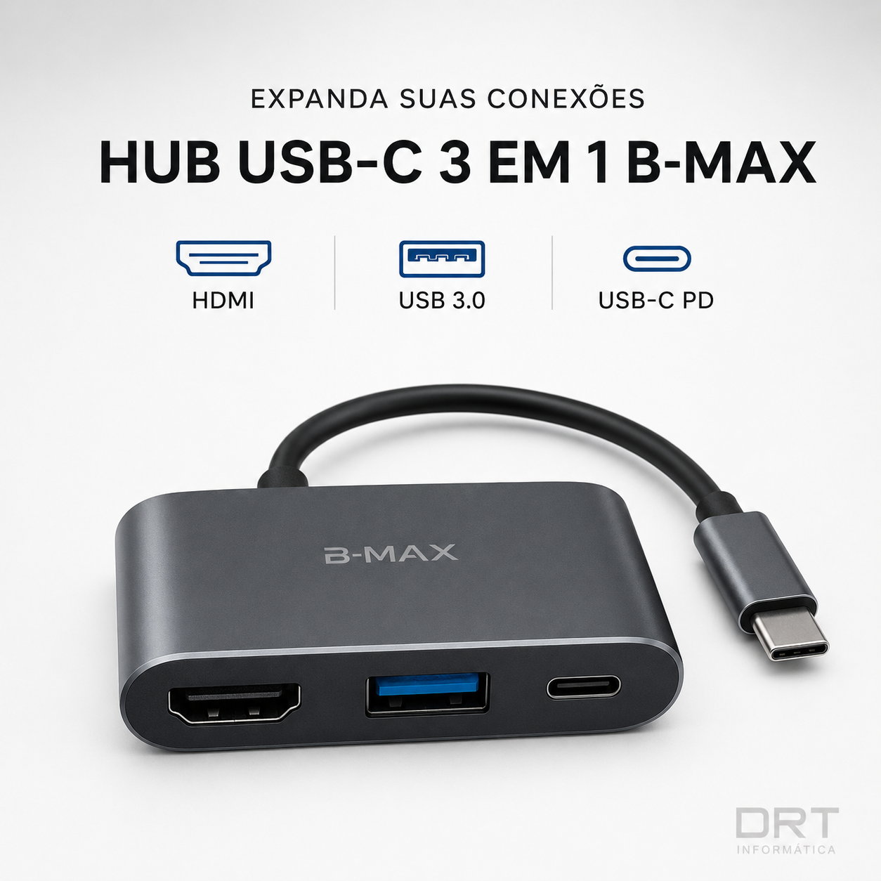 Adapt. OTG Tipo-C 3 em 1 BMAX