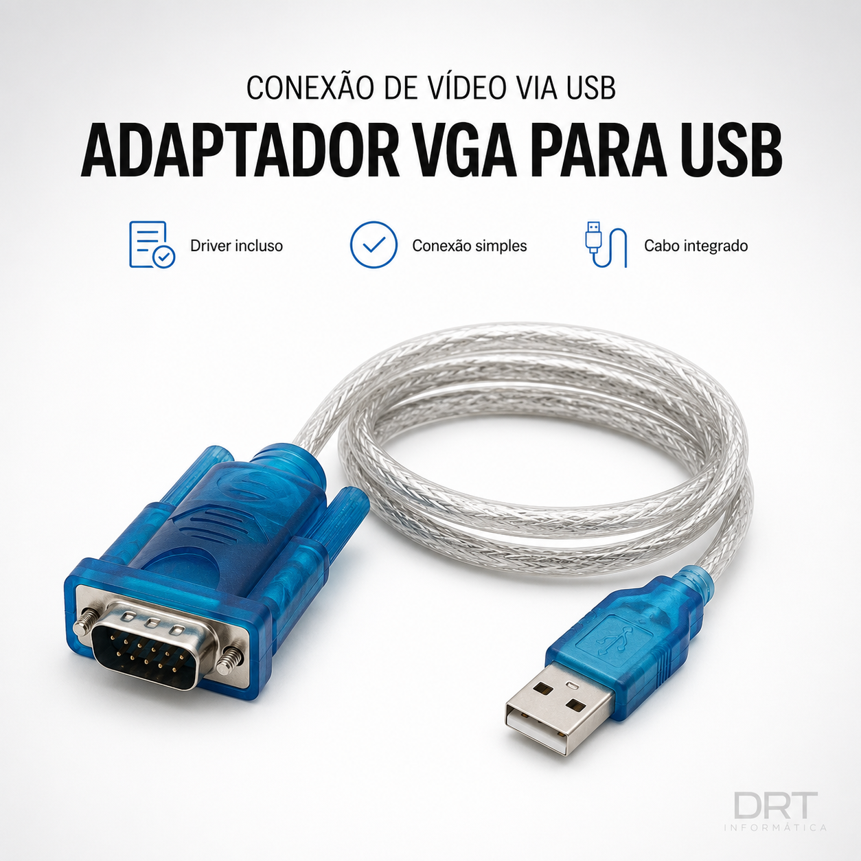 Adapt. VGA p/ USB c/ Driver