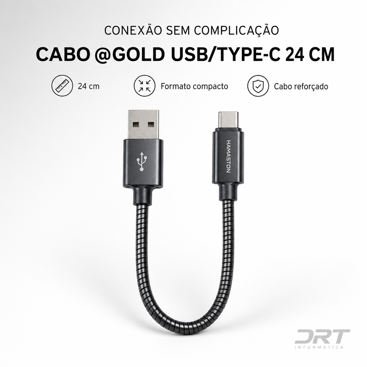 Cabo USB/Tipo-C 24cm