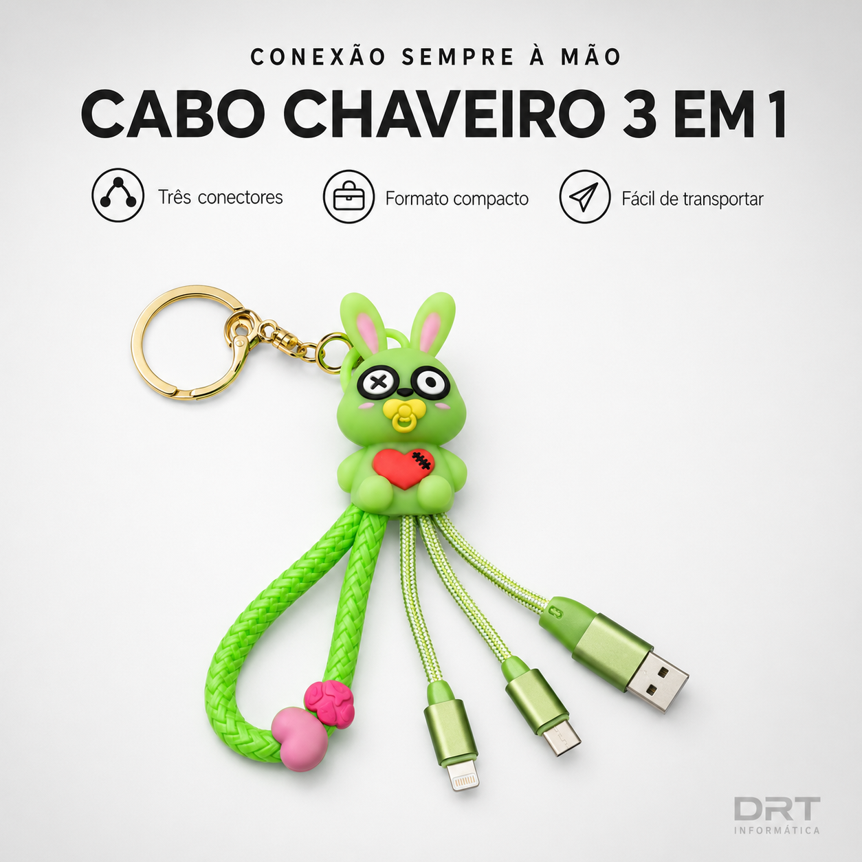 Cabo Chaveiro 3 em 1
