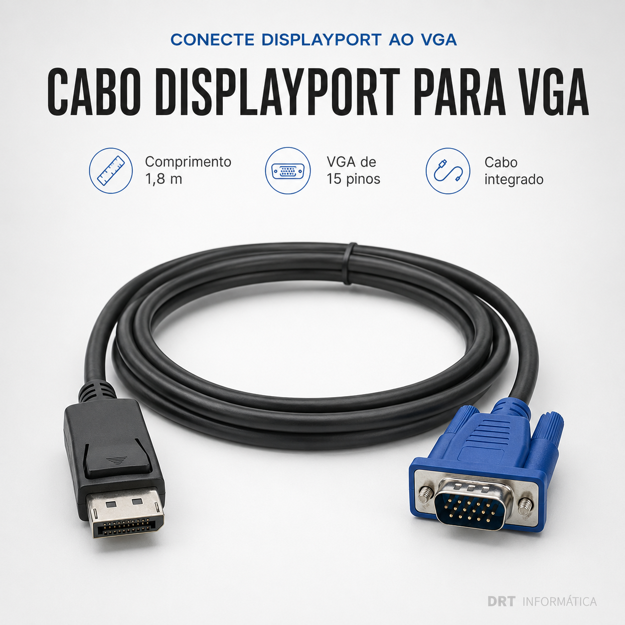 Cabo DisplayPort p/ VGA 1,8m