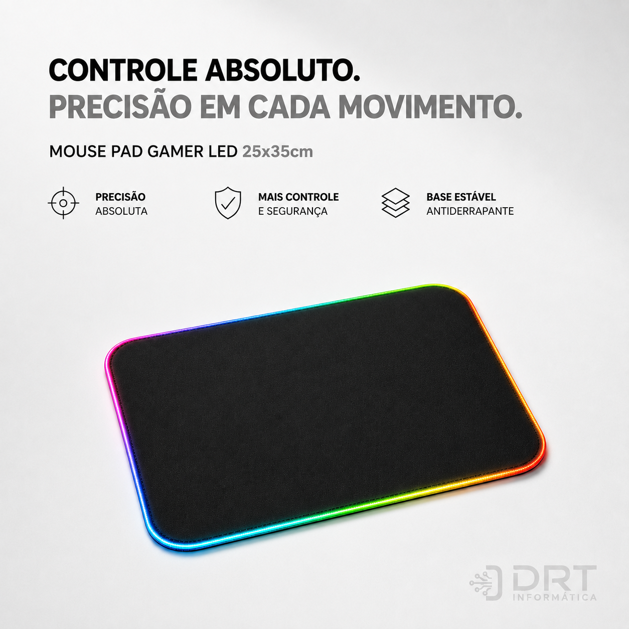 Mouse Pad Gamer LED 25x35cm